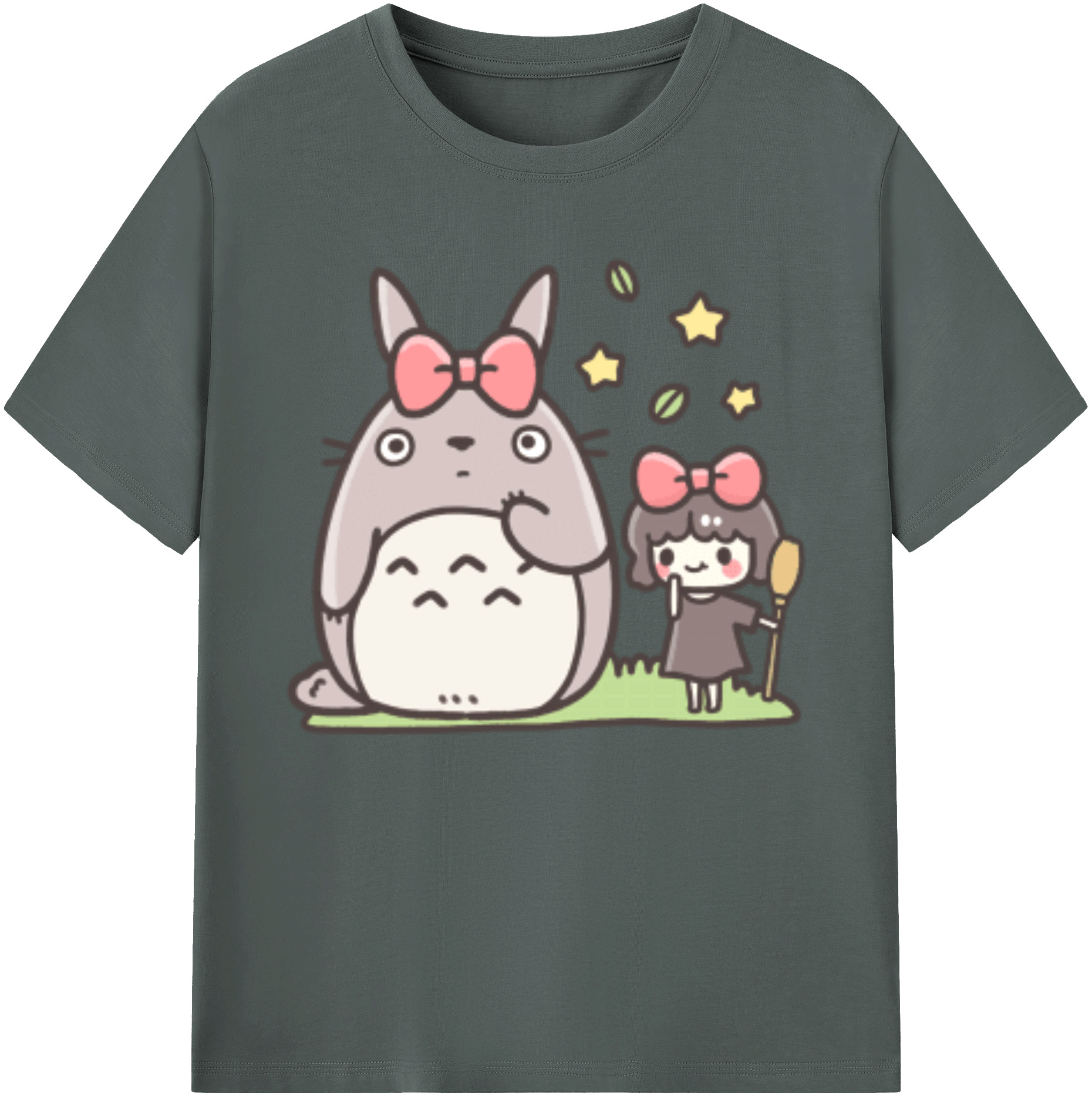 （画像用） となりのトトロ 草壁メイ 草壁サツキ My Neighbor Totoro Satsuki Kusakabe Mei Kusakabe 綿100％ メンズ半袖Tシャツ｜肌触りやわらか＆通気性